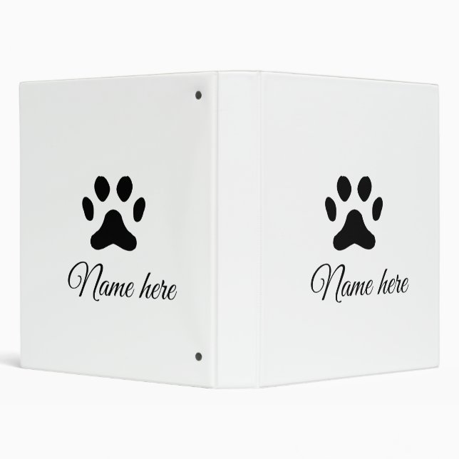 Classeur Chien patte noir animal ajouter nom texte animal p (Arrière-plan)