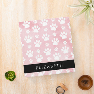 Classeur Chien Paws, White Paws, Aquarelles roses, Votre No