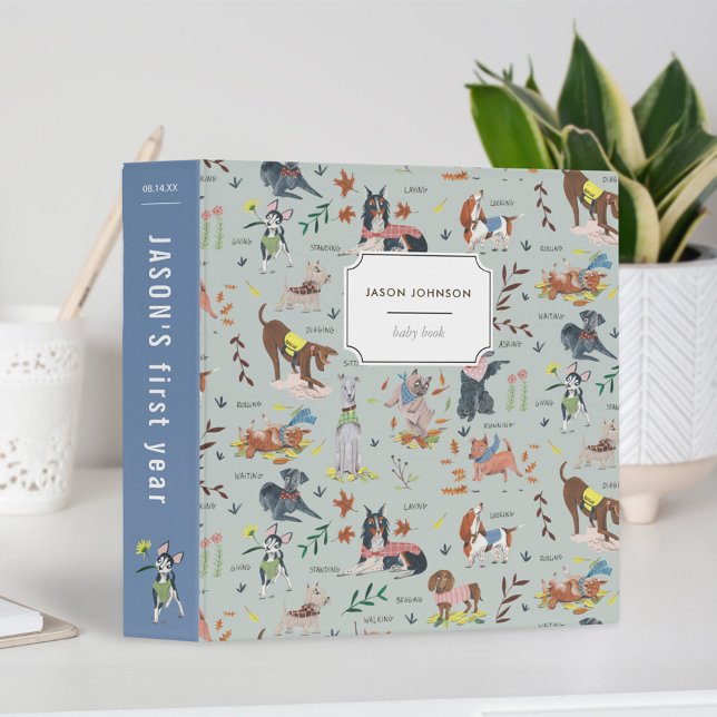 Classeur Chiens mignons Animaux Blue Baby book (Créateur téléchargé)