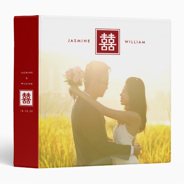 Classeur chinois de photo de mariage de double (Devant/Côté)