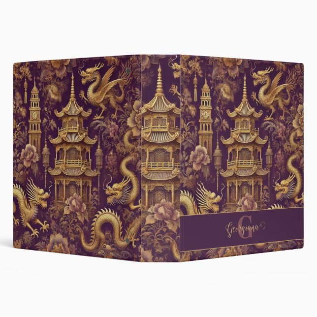 Classeur Chinoiserie Victorienne Personalisée Purple & Gold (Arrière-plan)