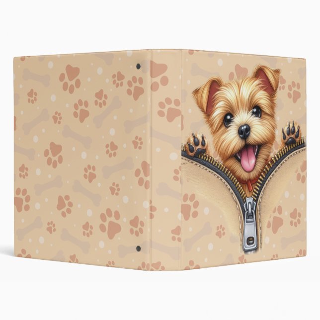 Classeur Chiot Terrier Dans Une Poche Zipper (Arrière-plan)