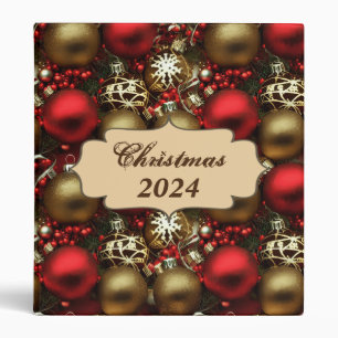 Classeur Chocolat Brown et ornements de Noël rouge rubis