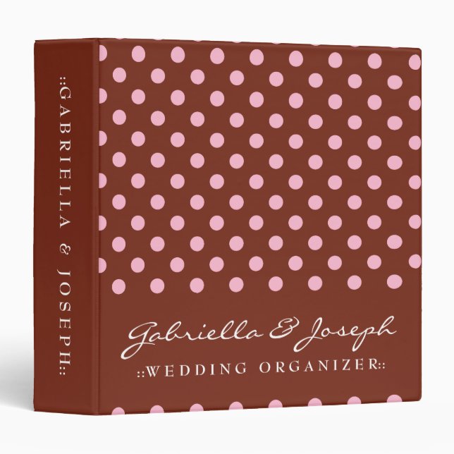 Classeur Chocolat et à petits pois rose (Devant/Côté)