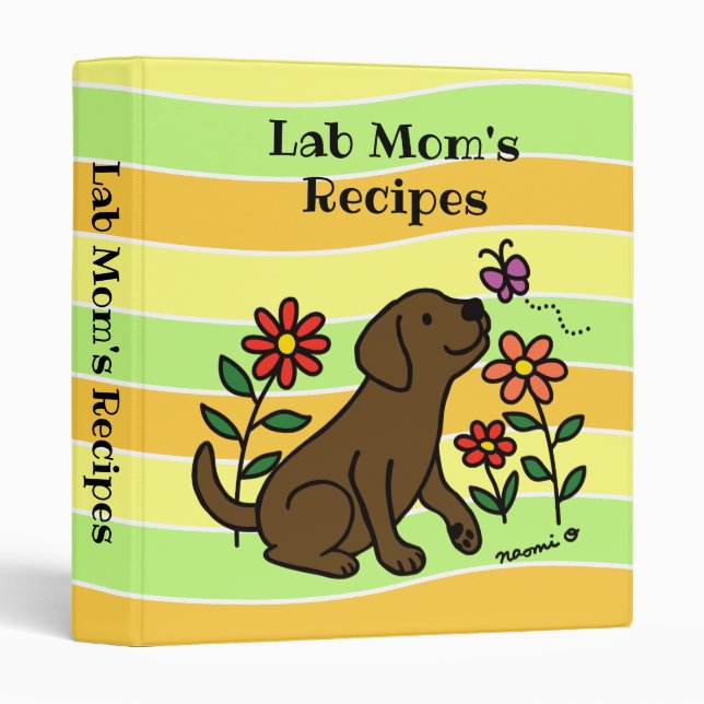 Classeur Chocolat Labrador et Green Lab Maman (Devant/Côté)