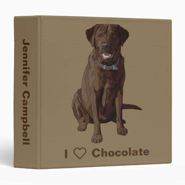 Classeur Chocolat Labrador Retriever Chien assis (Devant/Côté)