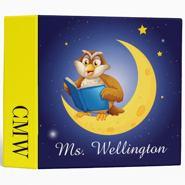 Classeur Chouette Enseignant (ou N'Importe Qui ... ; ) Carn (Devant/Côté)