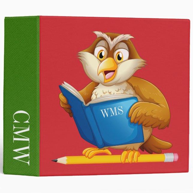 Classeur Chouette Enseignant (ou N'Importe Qui ... ; ) Carn (Devant/Côté)