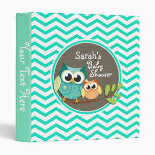 Classeur Chouettes mignonnes ; Aqua Green Chevron
