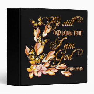 Classeur Christian Bible Verse Psaume 46:10 Fleur Papillon