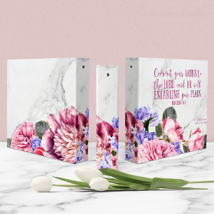 Classeur Christian Girl Floral Marble Bible Verse