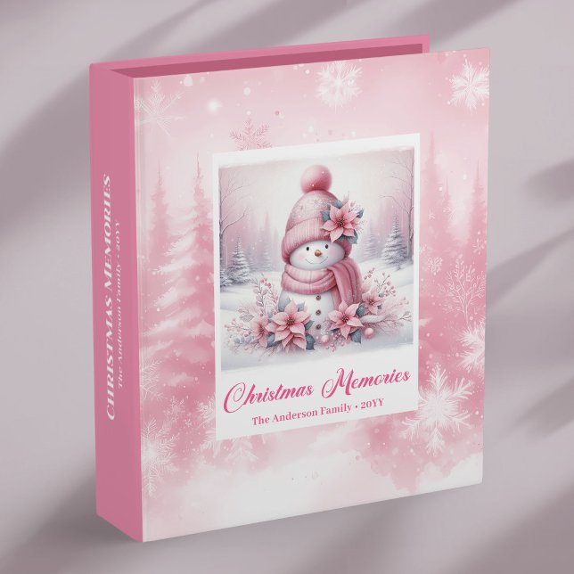 Classeur Christmas Kids Memory Album Pink Snowman Gift Idea (Stylish Pink Snowman Kids Gift Cozy Forest Memory Album Binder

)