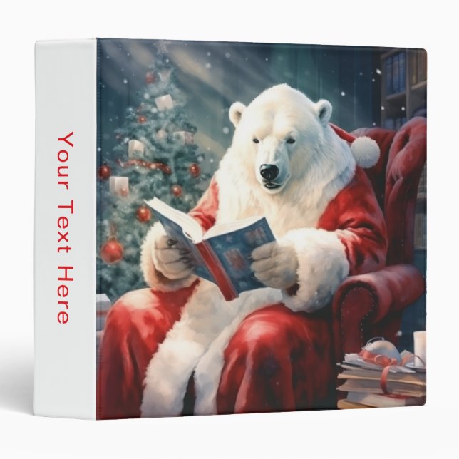 Classeur Christmas Polar Bear reading (Devant/Côté)