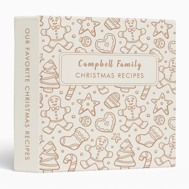 Classeur Christmas Recipes Baking Gingerbread Cookies Beige (Devant/Côté)
