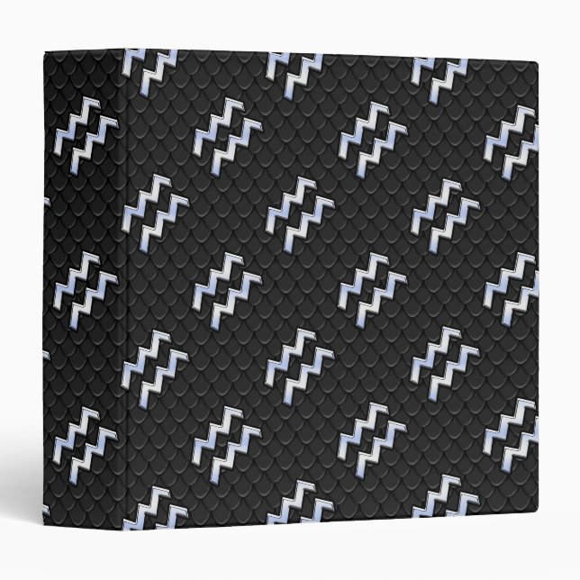 Classeur Chrome comme Aquarius Zodiac Symbole sur serpent (Devant/Côté)