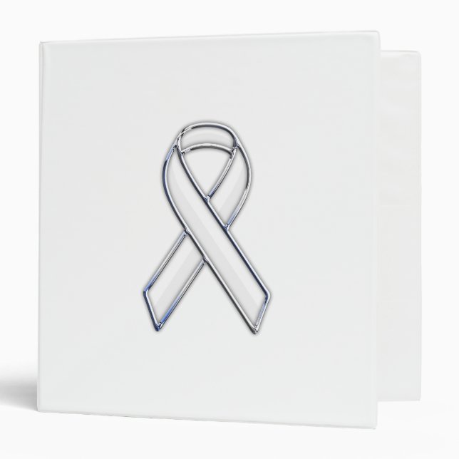 Classeur Chrome Style White Ribbon Awareness (Devant/Intérieur)