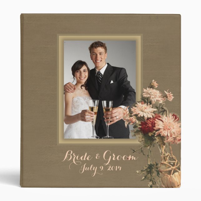 Classeur Chrysanthèmes dans une bouteille Mariage Album pho (Devant)