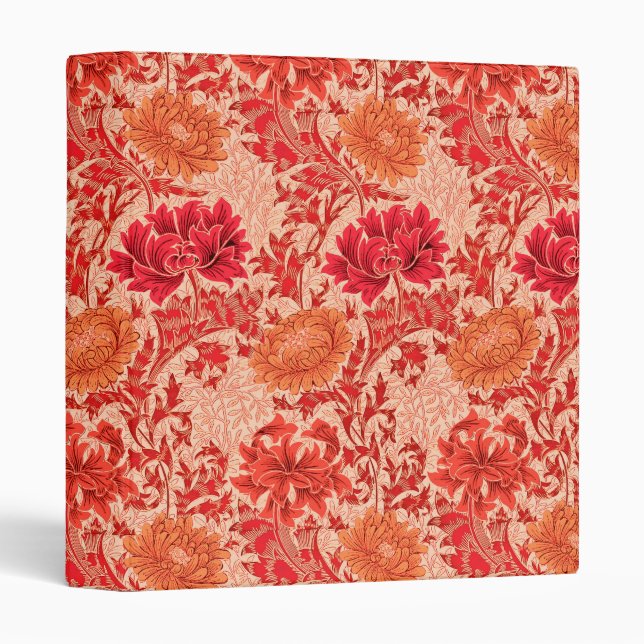 Classeur Chrysanthèmes de William Morris, orange de corail (Devant/Côté)