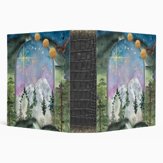 Classeur Ciel de nuit Forêt & Montagnes avec étoiles