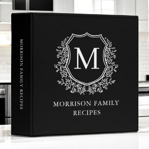 Classeur Cimier Floral Blanc Noir Famille Monogramme Recett