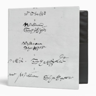 Classeur Cinq autographes véritables de William Shakespear