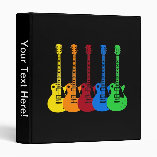 Classeur Cinq guitares électriques colorées (Devant/Côté)
