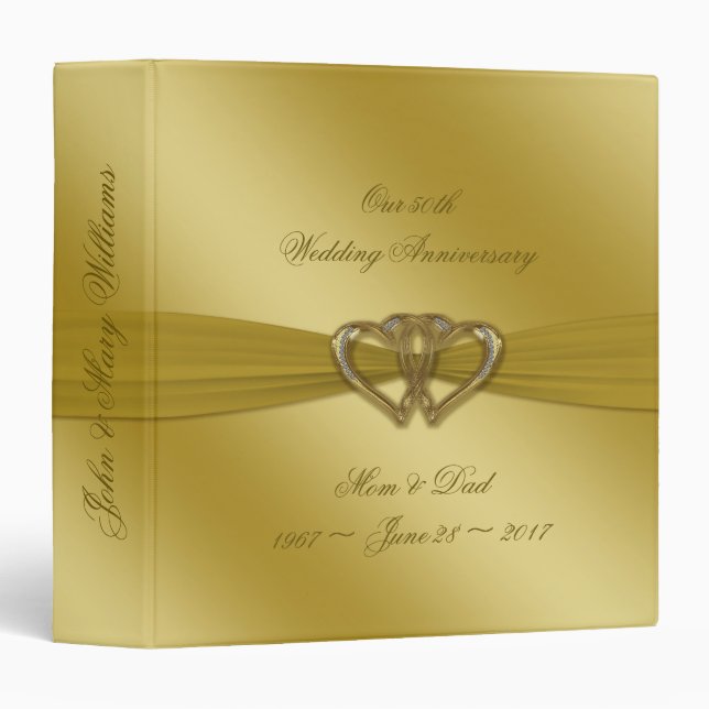 Classeur Cinquantième anniversaire d'or classique 1,5" (Devant/Côté)