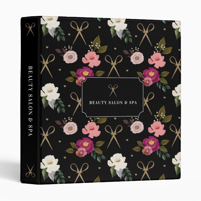 Classeur Ciseaux or aquarelle couleur florale beauté (Devant/Côté)