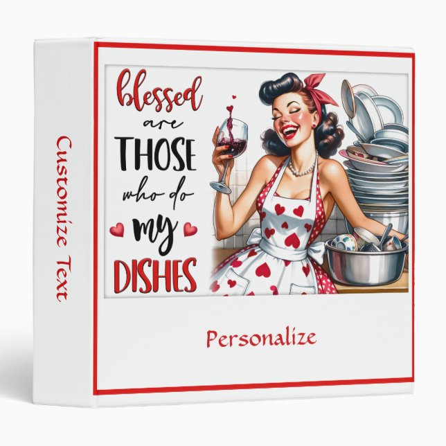 Classeur Citation de cuisine drôle de femme au foyer rétro  (Devant/Côté)