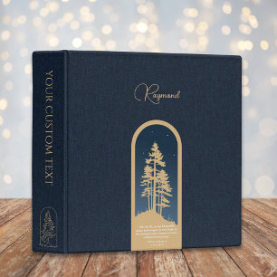 Classeur Citation de script bleu profond en or de Forêt élé
