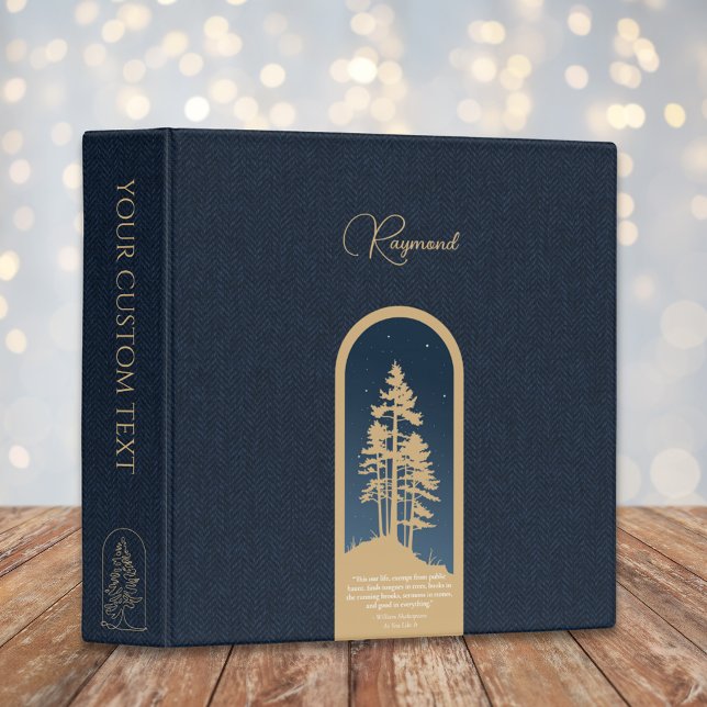 Classeur Citation de script bleu profond en or de Forêt élé (Créateur téléchargé)