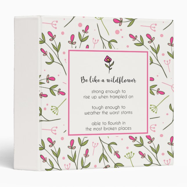 Classeur Citation Inspirante Avec Motif Fleur sauvage (Devant/Côté)