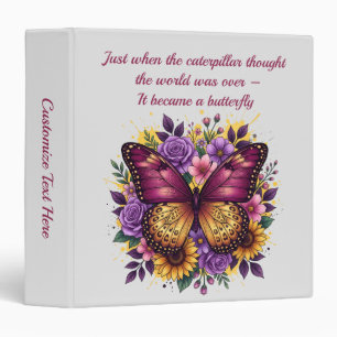 Classeur Citation Inspirante Papillon Élégante Florale