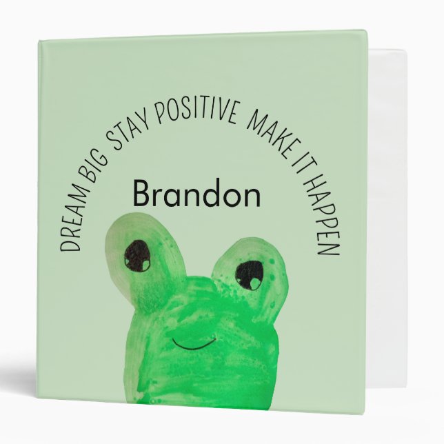 Classeur Citation inspirante personnalisée Cute frog (Devant/Intérieur)