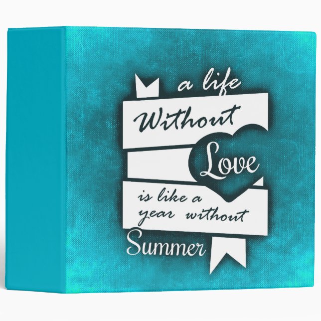 Classeur Citation inspirée sur l'amour sur le turquoise (Devant/Côté)