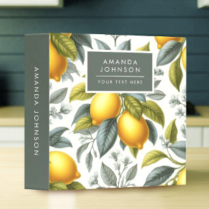 Classeur Citron jaune vibrant et botanique à l'aquarelle bl