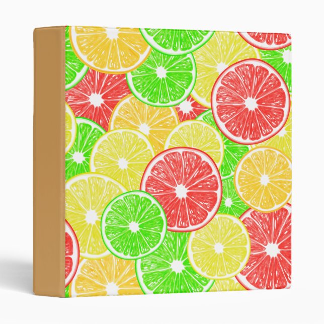 Classeur Citron, orange, pamplemousse et tranches de citron (Devant/Côté)