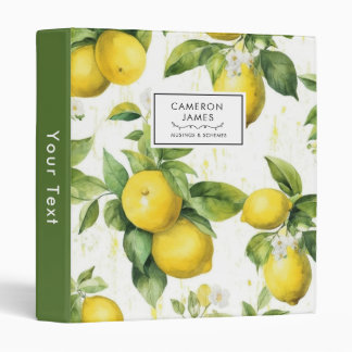 Classeur Citrons rustiques et Motif vert