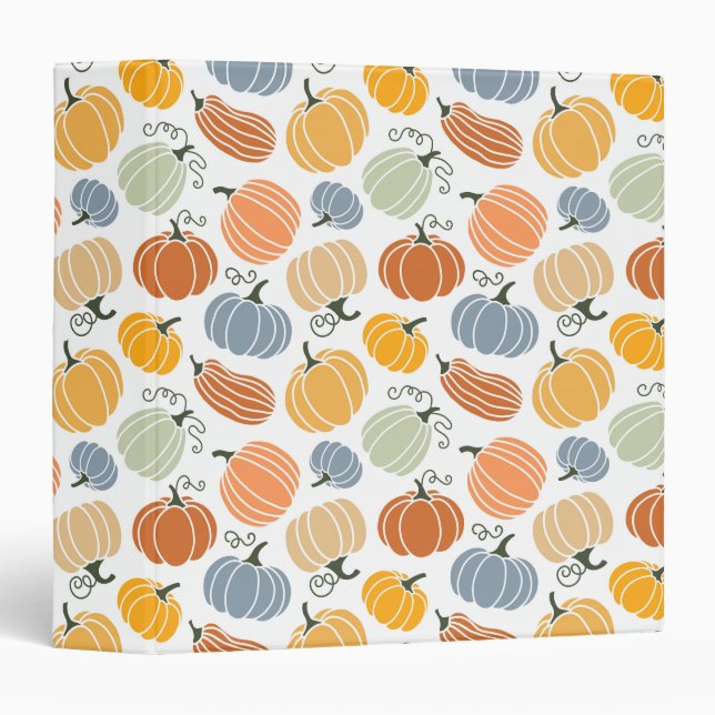 Classeur Citrouille coloré Motif gourd  (Devant/Côté)