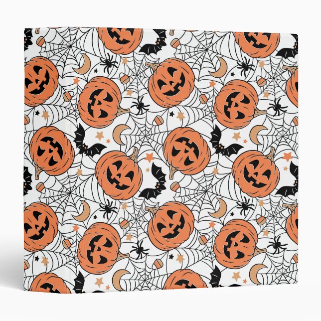 Classeur Citrouille éffrayant Motif Halloween (Devant/Côté)