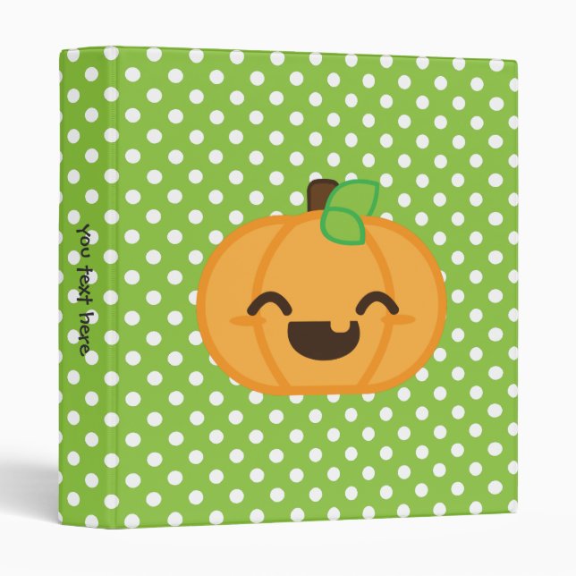 Classeur Citrouille Kawaii Jack-o'-lantern (Devant/Côté)