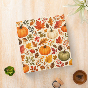 Classeur Citrouilles aquarelles d'automne, feuilles d'autom