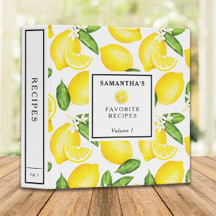 Classeur Citrus Citron Motif personnalisé Recette blanche