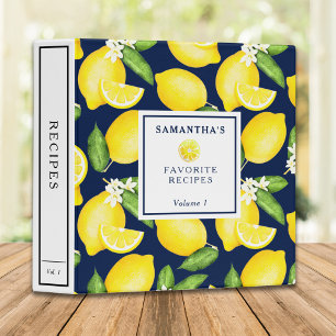 Classeur Citrus Citron Motif personnalisé Recette Marine Bl