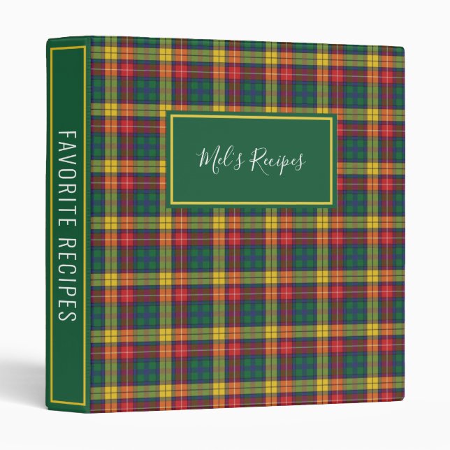 Classeur Clan Buchanan Plaid Tartan Motif (Devant/Côté)