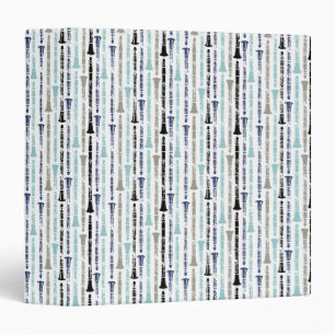 Classeur Clarinets Grunge - Bleu et gris