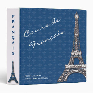 Classeur Classe blanche bleue de Français de Tour Eiffel