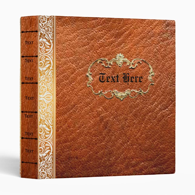 Classeur Classe Cuir 'Look' Old Book Style personnalisé (Devant/Côté)