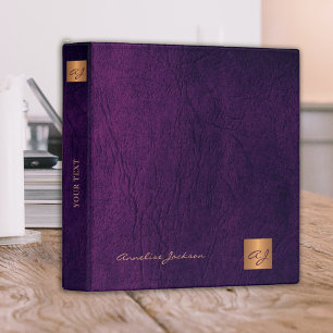 Classeur Classé élégant bureau en cuir violet or monogramme