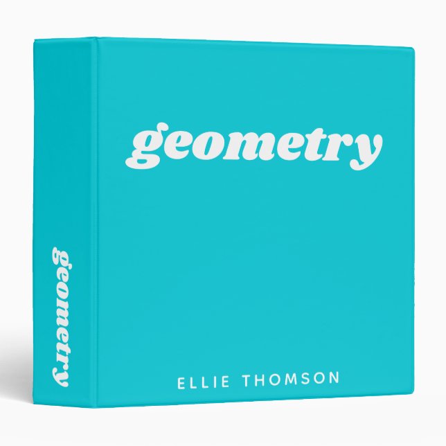 Classeur Classe Math Custom Monogramme Turquoise Blue Schoo (Devant/Côté)